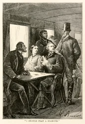 Je devrais jouer un carreau, de Le Tour du Monde en Quatre-vingts Jours par Jules Verne (1828-1905) gravé par Adolphe François Pannemaker (1822-1900), 1873