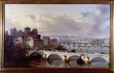 Procession passant sur le pont de l