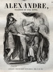 Alexandre. Avec mon amitié reçois Axiane - Alexandre le Grand tragédie en cinq actes - gravure dans « Œuvres de Jean Racine » illustrées par Pauquet et notice par Émile de La Bédollière - 1851