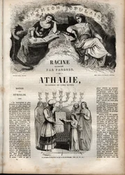 Athalie tragédie de Jean Racine en cinq actes - gravure dans "Œuvres de Jean Racine" illustrée par Pauquet et notice par Emile de La Bédollière - 1851