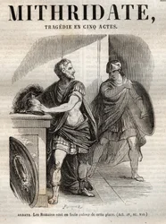 Mithridate, tragédie en cinq actes de Jean Racine - gravure dans « Œuvres de Jean Racine » illustrée par Pauquet et notice par Emile de La Bédollière - 1851