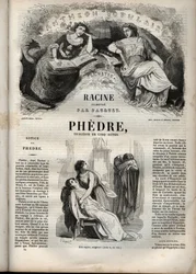 Phèdre, par Jean Racine (1639-1699) - gravure dans "Œuvres de Jean Racine" illustrée par Pauquet et notice par Emile de La Bédollière - 1851