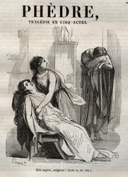 Phèdre, par Jean Racine - gravure dans « Œuvres de Jean Racine » illustrées par Pauquet et notice par Émile de La Bédollière - 1851