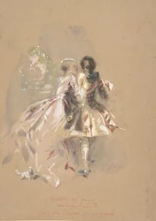 Jeune couple vu de dos, milieu du 19e siècle