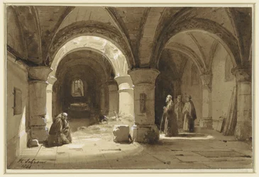 Voûtes du monastère avec des moines