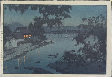 Soirée sur la rivière Chikugo à Hita