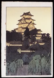 Vue du soir du château de Himeji
