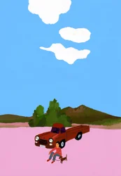 Conduire avec le chien dans un pick-up.