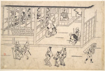 Scène de rue dans le Yoshiwara