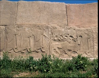 Vue de la base des reliefs de la Porte du Sphinx