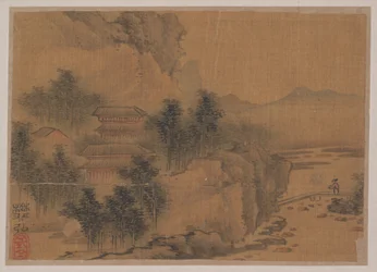 Paysage avec un homme traversant un pont (miniature de l