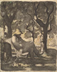 Un Homme Lisant dans un Jardin