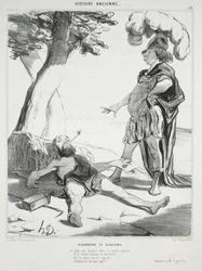 Histoire ancienne, plaque 20 : Alexandre et Diogène