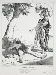 Histoire ancienne, planche 20 : Alexandre et Diogène, 14 août 1842