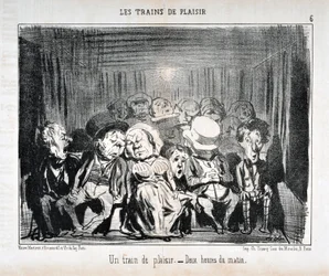 Œuvre de Honoré Daumier (1808-1879) Charivari date de 1852 : Série LES TRAINS DE PLAISIR -Un train de plaisir. - Deux heures du matin. MUSÉE DES BEAUX-ARTS - PALAIS LONGCHAMP, MARSEILLE