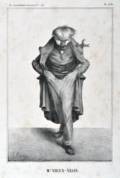 Œuvre de Honoré Daumier (1808-1879). Charivari daté de 1833 : Série Célébrités de la Caricature « M. Vieux-Niais ». MUSEE DES BEAUX ARTS - PALAIS LONGCHAMP, MARSEILLE.