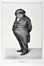 Œuvre de Honoré Daumier (1808-1879). Charivari date de 1833 : Série CÉLÉBRITÉS DE LA CARICATURE - M. Plum. MUSEE DES BEAUX ARTS - PALAIS LONGCHAMP, MARSEILLE