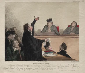 Caricaturana, planche 44 : Robert-Macaire, avocat, 1837