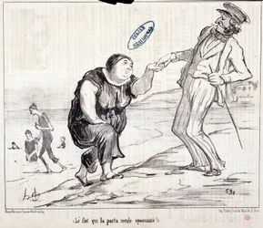 Caricature sur les touristes en vacances. Série Aux Bains de Mer : L