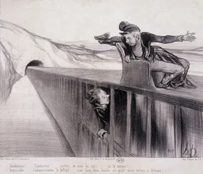Dessin humoristique de Daumier « Les Chemins de Fer », sd. 19e siècle