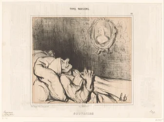 Vieil homme au lit regardant un portrait de jeune femme (Souvenirs, Types parisiens)