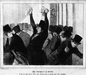 Panique à la bourse. En vain des actions furent offertes, tout le monde s
