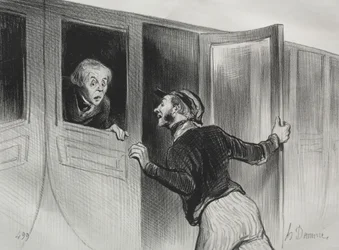 Les Chemins de fer, planche 11 : Le danger de dormir en voyage, 1843