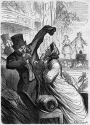 Le dernier vers. Dessin humoristique par Honoré Daumier (1808-1879). Gravure dans « Le Monde Illustré » n°255 du 1er mars 1862.