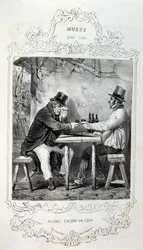Illustrations sur les idées et légendes Philipon sous le titre Les Cent et Robert Macaire