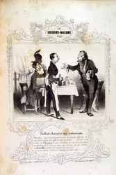 Illustrations sur les idées et légendes Philipon sous le titre Les Cent et Robert Macaire