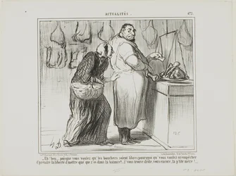 "- Eh bien, si vous voulez libérer le commerce des bouchers, pourquoi vous opposez-vous à ce que je pèse quelques os avec la viande ... vous êtes vraiment bizarre, toujours le même !", planche 472 d