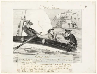 Une manœuvre de bateau, planche neuf des Canotiers Parisiens
