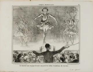 Un danseur qui prétend avoir conservé la grande tradition de VESTRI, planche 12 des Croquis Dramatiques