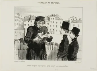 De propres jeunes lycéens, ils essaient même de vendre leur dictionnaire latin, planche 24 de Professeurs et Moutards (Professeurs et vauriens)