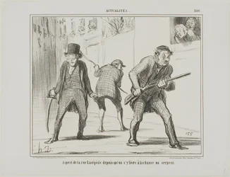 Vue de la rue Lacépède lors de la chasse au serpent, planche 500 des Actualités
