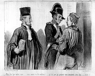 Un avocat et son client par Daumier - dans « Charivari » du 21/09/1845
