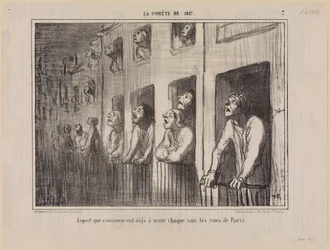 Aspect que commencent déjà à avoir chaque soir les rues de Paris (La Comète de 1857, feuille 7)