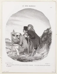 Mais oui, ma femme, je vous assure que monsieur dessine un paysage ... c