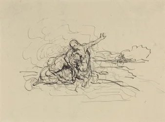 Centaure emportant une femme (plume et encre noire avec lavis sur crayon sur papier vergé)