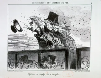 Physionomies des chemins de fer n° 6 : Agrément de voyager sur la banquette.