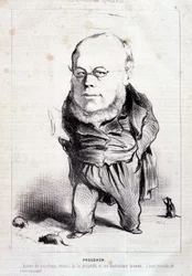 Proudhon, « apôtre du socialisme, ennemi de la propriété et son destructeur breveté » - par Daumier, dans « Charivari » du 06/01/1849