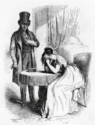 Femme en désespoir sous le regard d