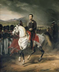 Portrait de Carlo Alberto Amedeo de Savoie, roi de Sardaigne, à cheval