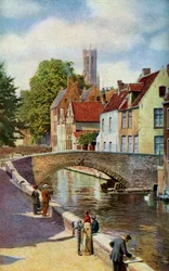 Pont et Quai Vert, Bruges, Belgique, vers 1924