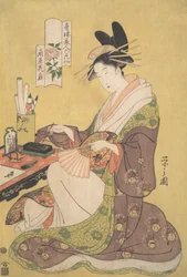La courtisane Hanaogi du bordel Ogiya, de la série Beautés de..., ca. 1794