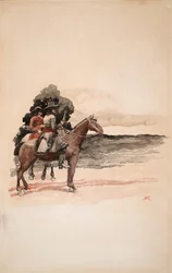 Bandits à cheval (aquarelle sur carton)
