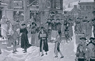 Matin de Noël dans le vieux New York avant la Révolution, illustration de Harper