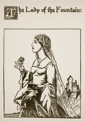 La Dame de la Fontaine, illustration de The Story of Sir Launcelot and his Companions, 1907