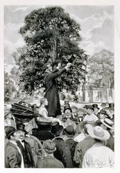 « La nation est en guerre et doit avoir des hommes », illustration tirée de « Young » de William Gilmore Beymer, publiée dans Harper