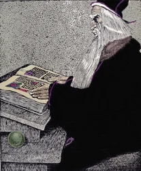 Le magicien Merlin. Illustration de Howard Pyle (1853 - 1911), dessinateur américain, pour « L
